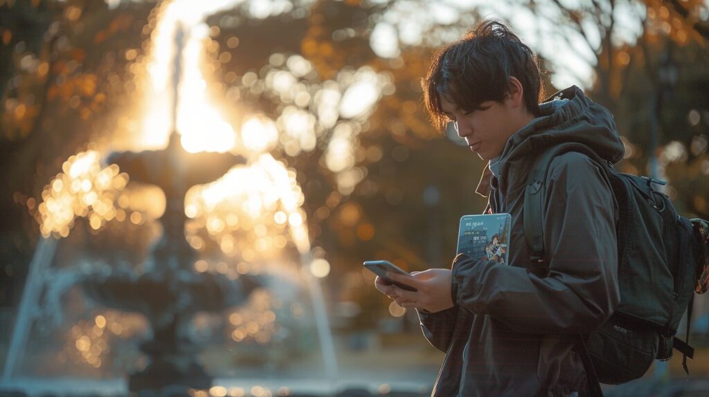 スマホを見る男性